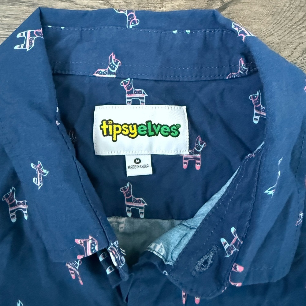 Tipsy Elves Neon Pinata Hawaiian Shirt - Size M - Navy Blue - NWOT - Picture 11 of 12